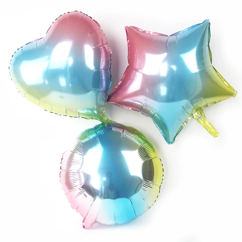 

KAMMIZAD 18inch Gradient colorful heart balloons 10pcs/lot Rainbow star birthday party decorations balloon child Shower Favors