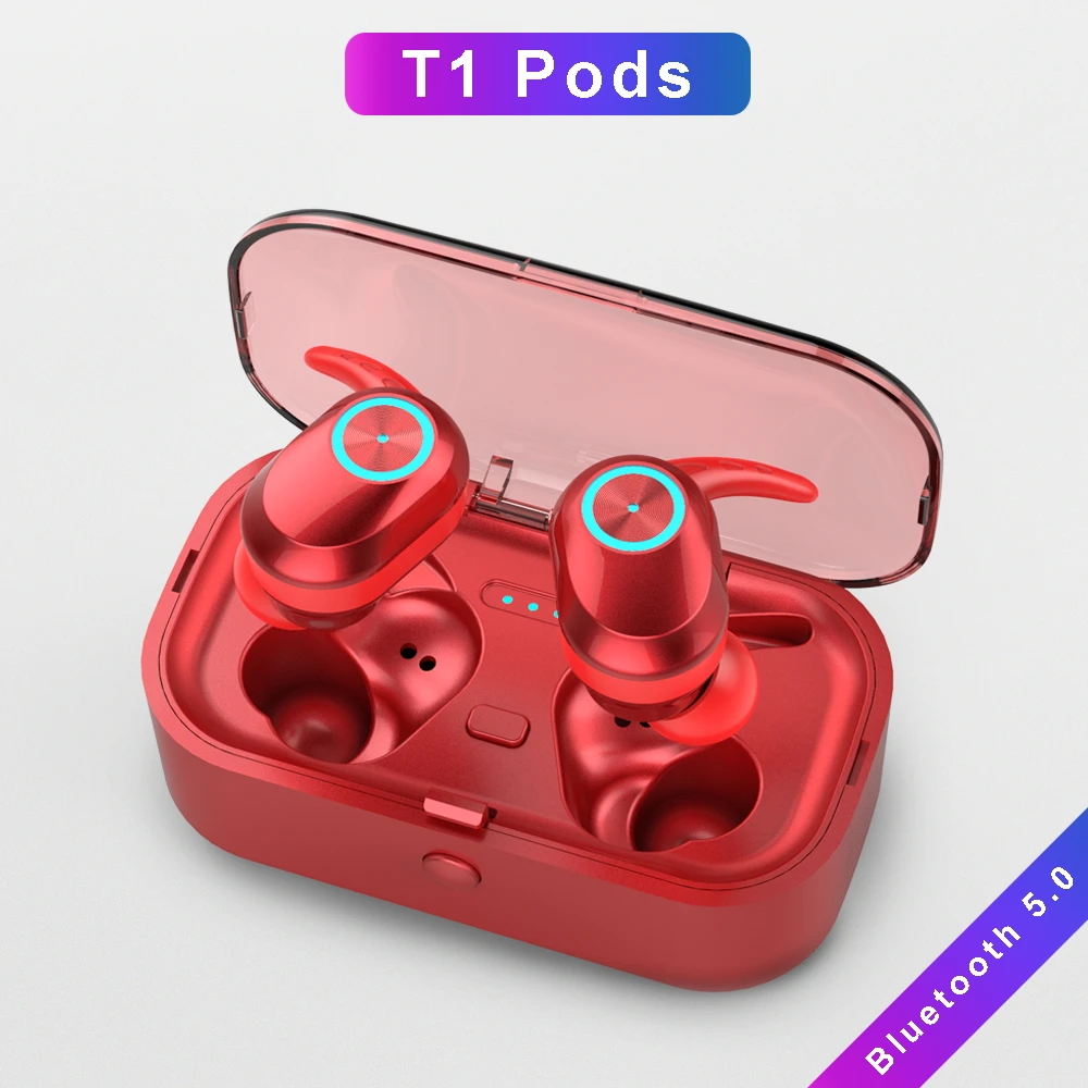 Новый Bluetooth гарнитуры T1 стручки наушники вкладыши TWS с двойной ухо стерео