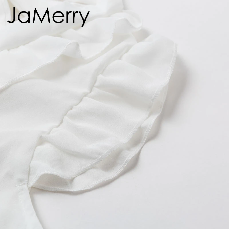 JaMerry винтажные сексуальные белые женские шифоновые летние гофрированные