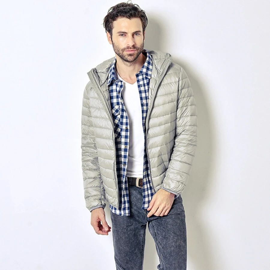 Ультралегкий мужской пуховик на 90% белом утином пуху зимняя и осенняя