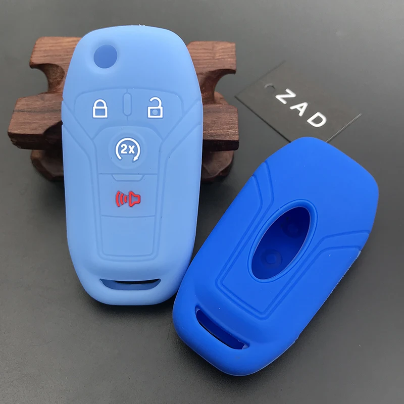 ZAD силиконовый чехол для автомобильных ключей, набор для ford Fusion 2013 Fiesta Mustang F150 F-15, 4 кнопки, складной резиновый чехол для ключей