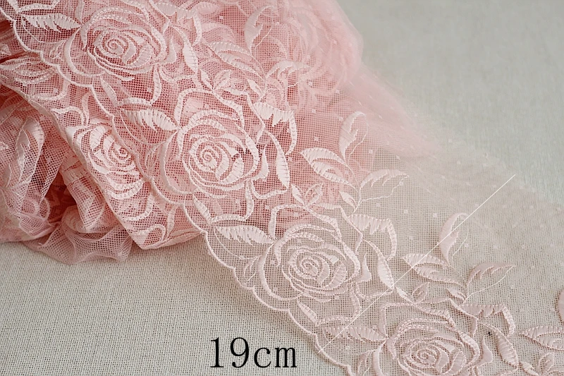 MLAEY 2Yards Pink Exquisite Embroidered Flower Lace Trim High Quality Fabric DIY Craft&ampSewing Dress Clothing Accessories | Дом и сад