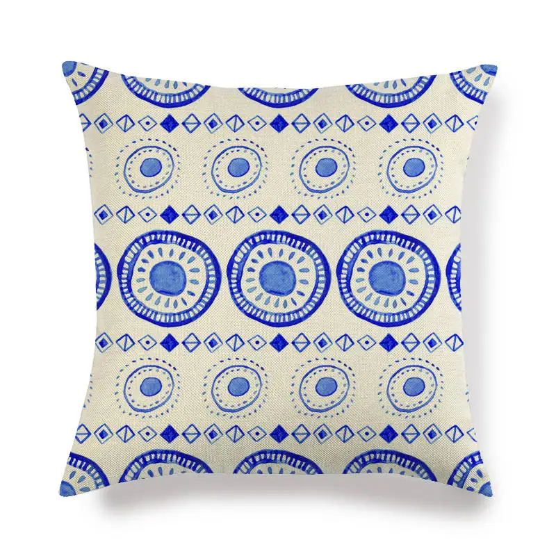 45cm*45cm light blue geometrc design linen/cotton throw pillow covers couch cushion cover home decorative | Дом и сад