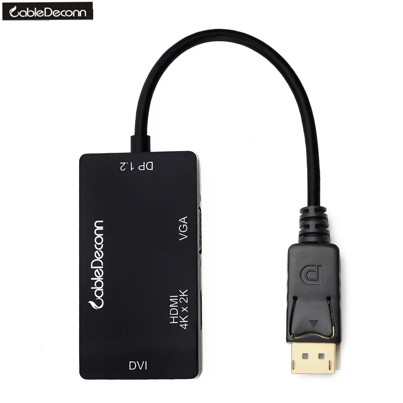 DisplayPort DP папа к DVI/HDMI 4 K/VGA Женский кабель 1080P HDTV 3в1 адаптер конвертер Черный Белый