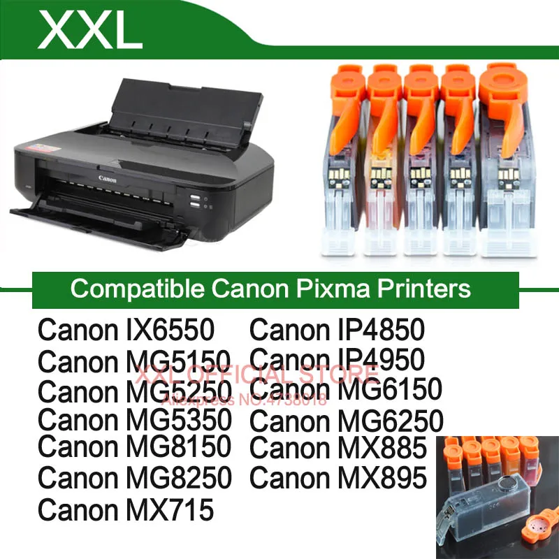For Canon IX6550 MG5150 Ink Cartridge PIXMA IX 6550 MG 5150 Printer ink PGI525 | Компьютеры и офис