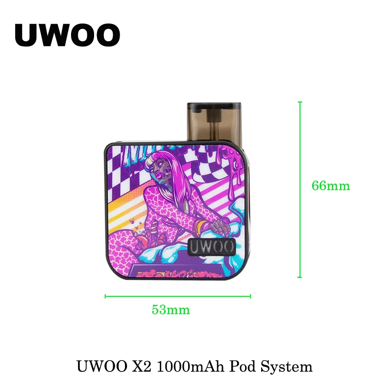 Электронные сигареты UWOO X2 1000 мАч Pod System Kit многоразовый 2 мл емкость с Creamic 1.1ohm