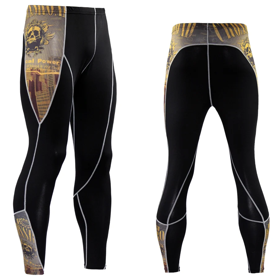 2017 new fashion Men's Compression Pants 3d-print Quick-drying Thin Leggings Tights Fitness MMA Trousers Seams Tousers | Мужская