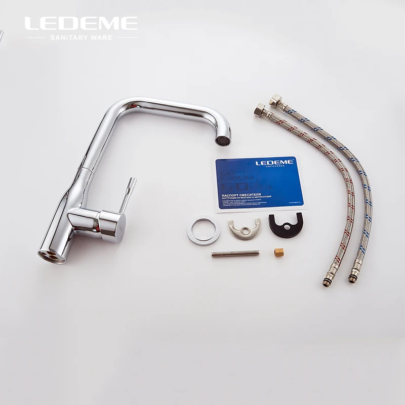 LEDEME хромированный смеситель для кухонной раковины с одной ручкой латунный кран