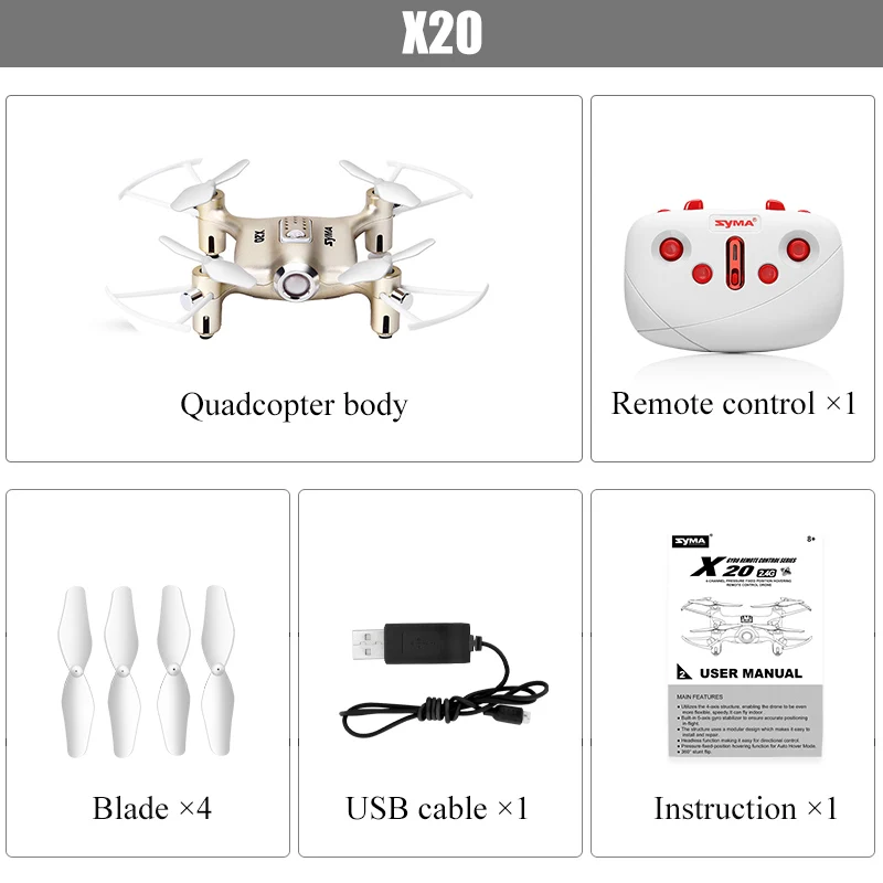 gold Мини-Дрон RC Дрон SYMA X20 Квадрокоптер 2,4G 4CH 6-aixs Gyro RTF с безголовым режимом удержания высоты 3d-флип Новейший самолет - Цвет: gold