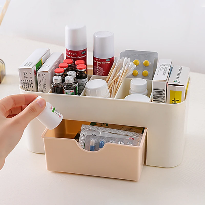 Пластиковый ящик для хранения косметики органайзер макияжа настольный