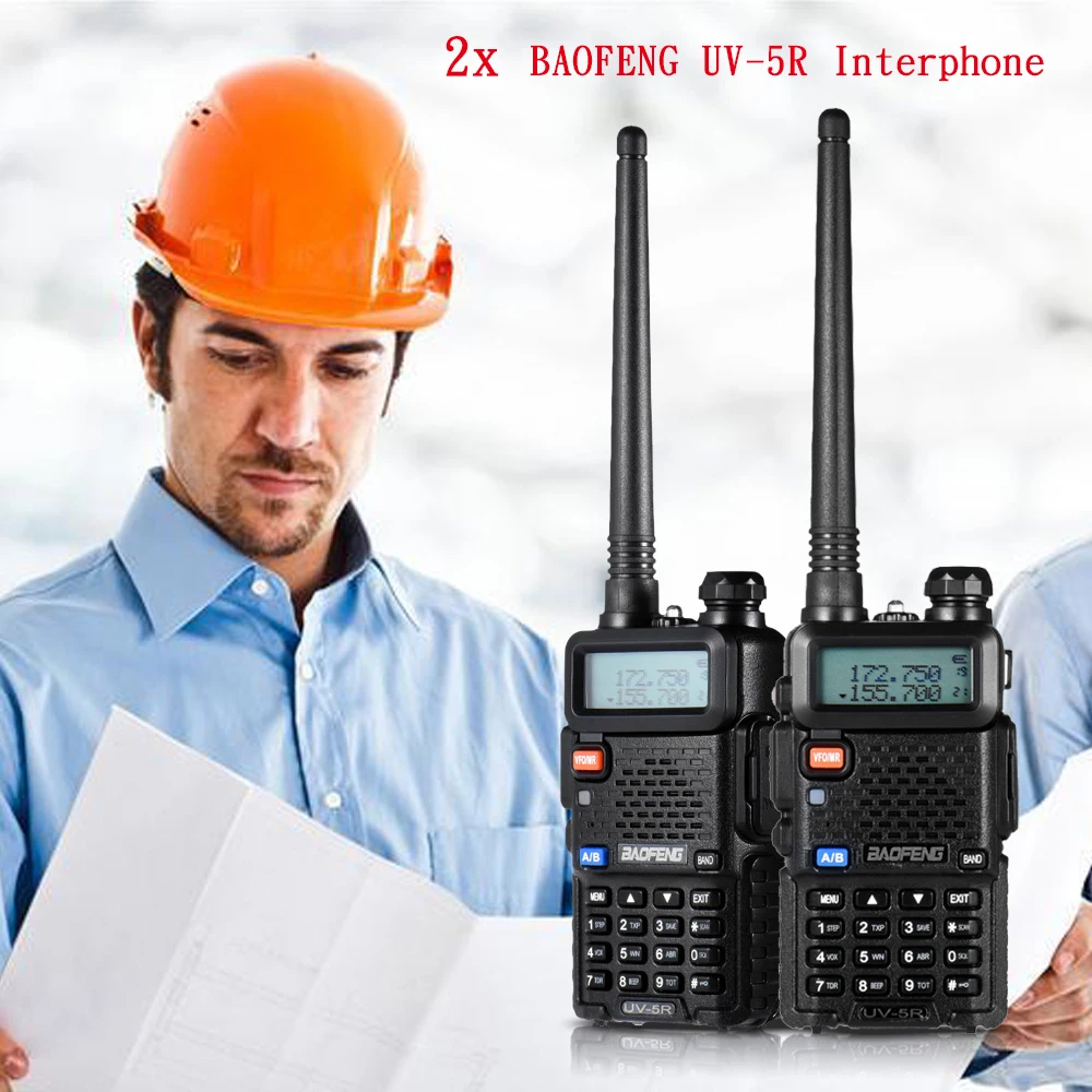 2 шт. Baofeng UV-5R переговорные Двухканальные рации двухстороннее Радио FM трансивер Dual-Band DTMF Vox Сигнализация светодиодный фонарик Key Lock