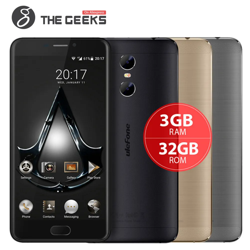 Ulefone Gemini мобильный телефон MTK6737T 4 ядра 5 дюймов FHD экран 13 МП 3g оперативная память 32