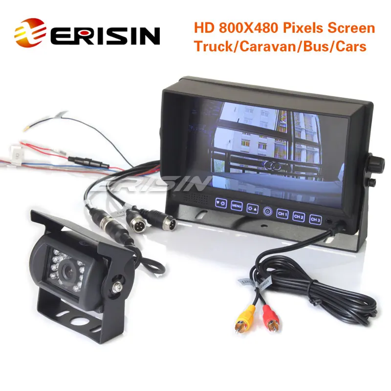 Erisin ES313 7 &quotцветной монитор 12V LCD HD 24V 4Pin CCD камера заднего хода для