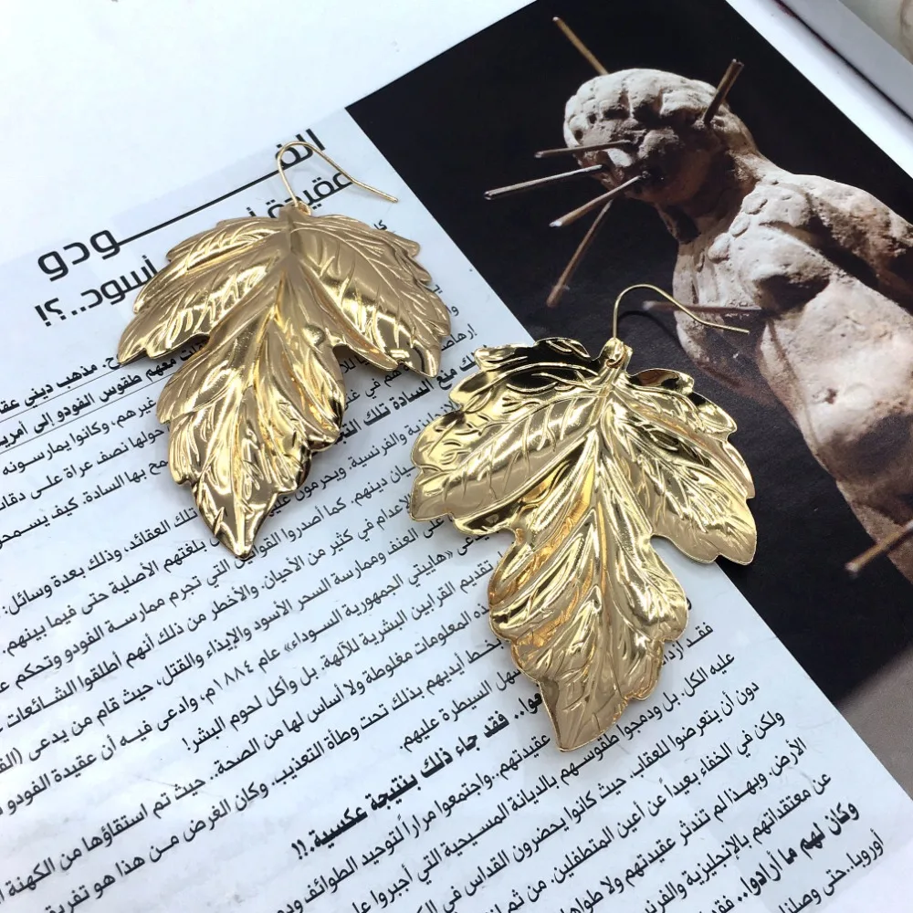 Женские металлические серьги MANILAI большие в виде листиков из сплава стиле панк