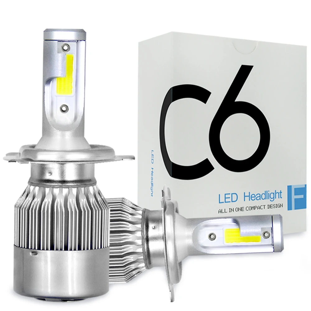 COOLFOX S2 C6 LED H4 H7 LED Headlight H1 H3 H11 H13 9004 9005 9006 9007 880 H27 Car Light Bulbs Auto Lamp 12V 6000k