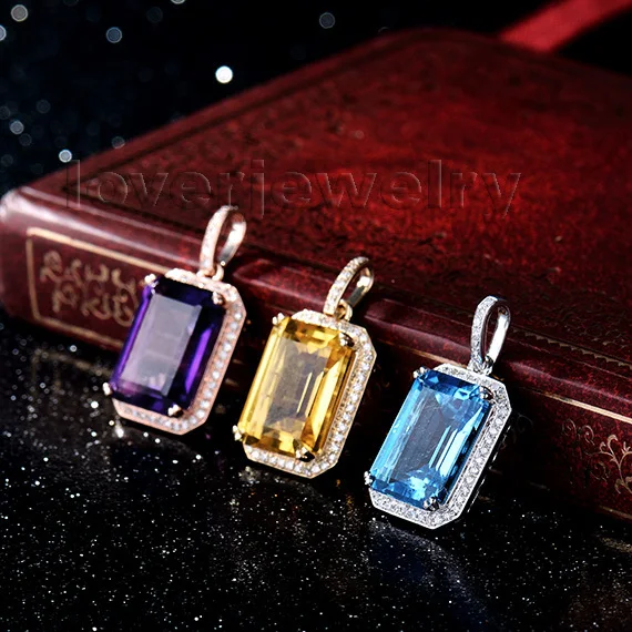 LOVERJEWELRY три вида драгоценных камней винтажная изумрудная огранка 10x14 мм Твердый
