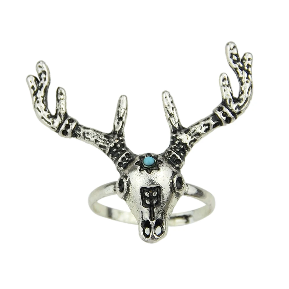 7pcs/set Gothic Style Rings Set Antique Silver Color Jewelry Bijoux Blue Stone Deer Triangle Geometric Midi Ring Anel | Украшения и