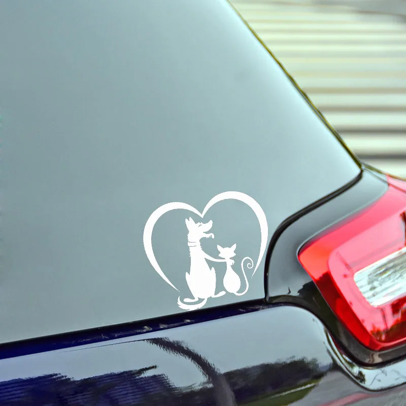 

YJZT 14.5CM*12.7CM Pets Animals Dog Cat Friends Vinyl Decal Stickers Black/Silver C10-00302