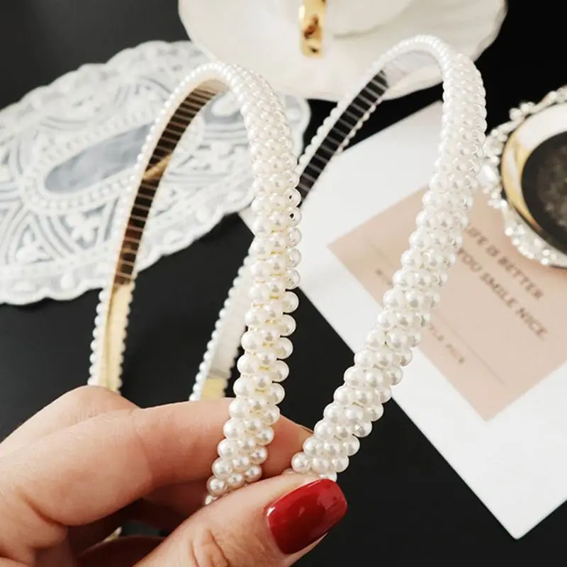 Французский Винтаж несколькими рядами Имитация Жемчужный обруч для волос