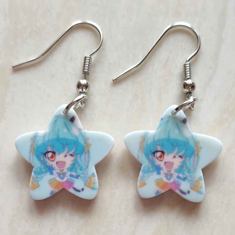 Модные Милые акриловые серьги в форме звезды с героями мультфильмов для девочек