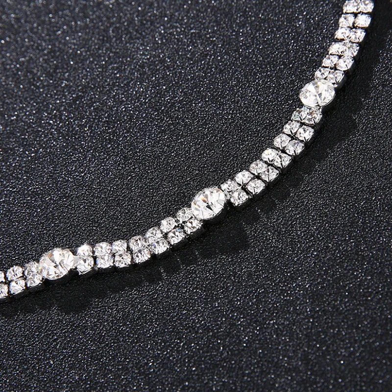 Simple Design Handmade Bridal Crystal Elastic Headband Rhinestone Wedding Party Hairband For Women Girls Head Chain Wholesale | Украшения и