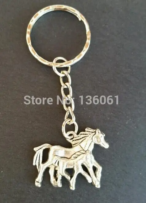 Винтажный серебряный брелок для ключей Инь Янь лошадь жевательный знак зубная