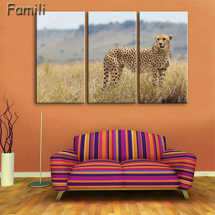 Картина маслом в африканском стиле Гепард 3 шт./компл.|canvas wall art|wall artpainting picture |
