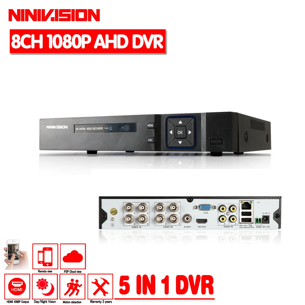 Камера видеонаблюдения 8 канальная 1080P 1080N Onvif многоязычная каналов IP NVR 4
