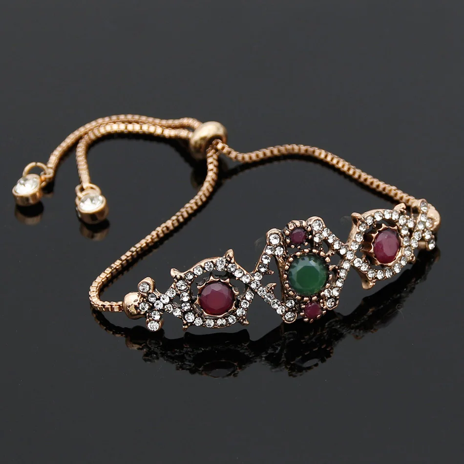 Модный турецкий женский браслет Ehnic из смолы античный золотой цвет полый