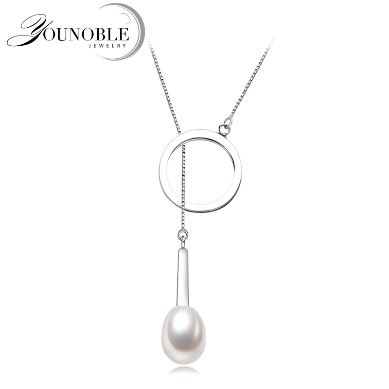 white pearl pendant Настоящее 925 серебряное ожерелье, свадебное белое ожерелье с натуральным жемчугом, Подвеска для женщин, Подарок на годовщину - Цвет камня: white pearl pendant