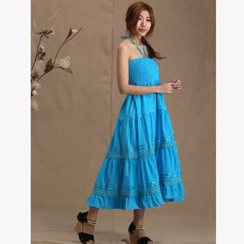 Женская плиссированная длинная юбка-макси Повседневная цыганский стиль бохо из