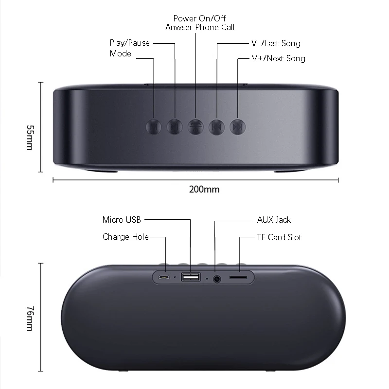 6D стерео звук портативный Bluetooth динамик 10 Вт беспроводной громкоговоритель открытый динамик Поддержка TF карты/usb накопитель/AUX