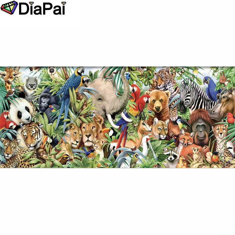 

DIAPAI Diamond Painting 5D DIY 100% Full Square/Round Drill "Animal family" Diamond Embroidery Cross Stitch 3D Decor A24749