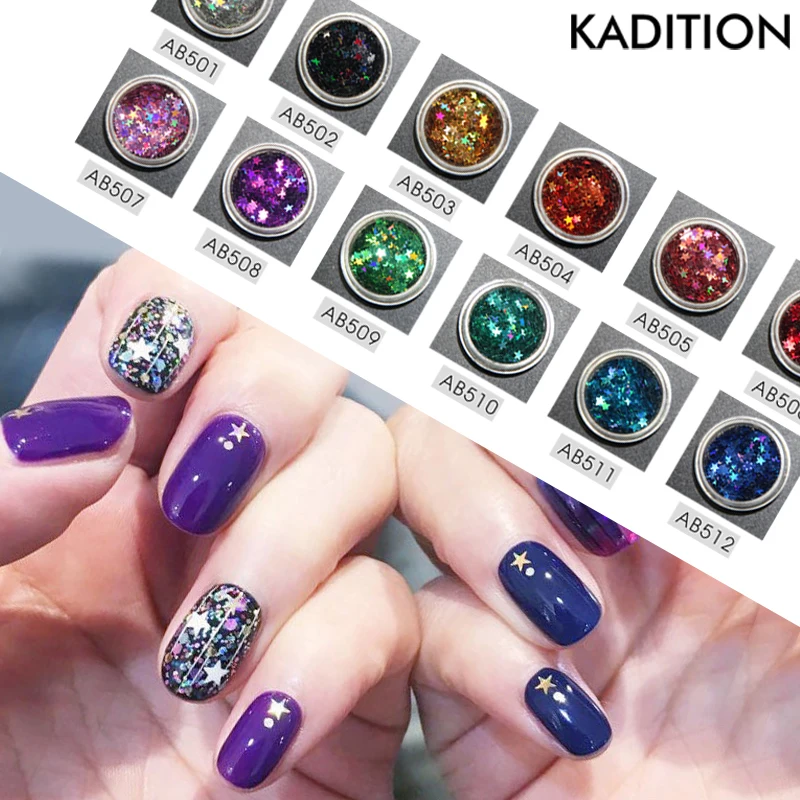 KADITION новый набор блестящих стикеров для ногтей блестящий дизайн глиттер