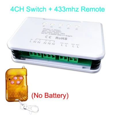 4CH With RF 433 Loveanna 4CH 4 банда Wifi светильник смарт-переключатель, 4 канала электронный переключатель управление приложением, работает с Alexa Google Home VS SONOFF 4CH - Цвет: 4CH With RF 433