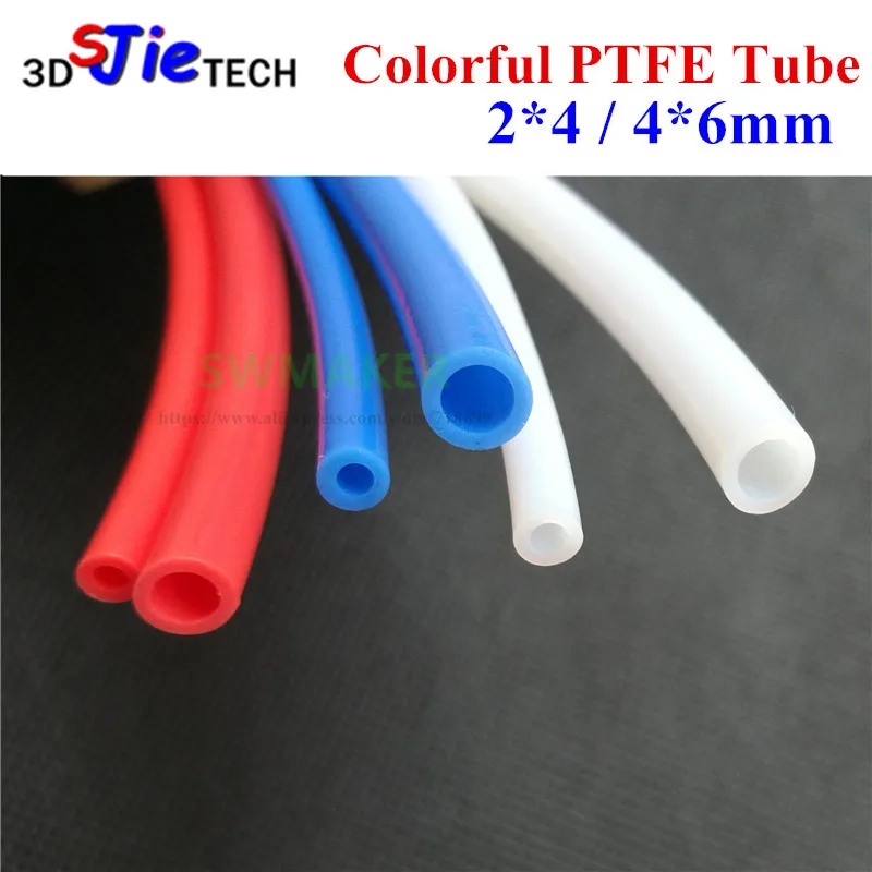 Синий и красный цвета красочные PTFE трубка, тефлон трубы 1,75 мм/3 мм 2*4 мм 4*6 мм для repRap росток J-головки Hotend Боуден экструдера 3D-принтеры Запчасти