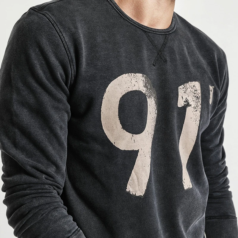 SIMWOOD Новинка весны 2019 года толстовки для мужчин Винтаж номер Slim Fit пуловер с