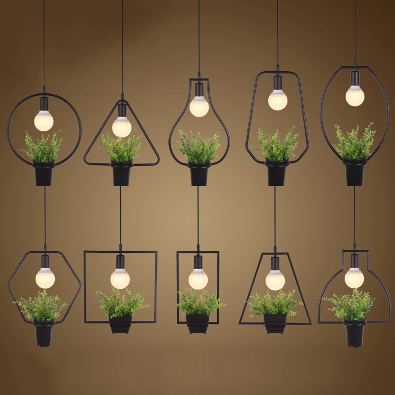 

Retro Vintage Iron-art Flower Pot Plants Pendant Light American Style Pendant Light Single-head Coffee Shop Clothes Shop Lights