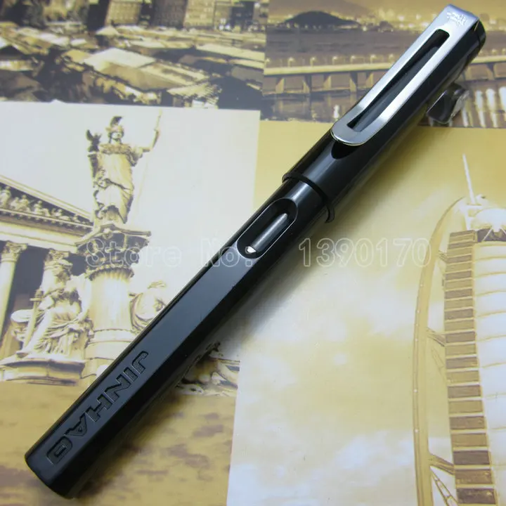 Черный Jinhao офисные пищущая перьевая ручка черный белый красный синий зеленый желтый прозрачный оранжевый синий на выбор J3T52 - Цвет: Черный