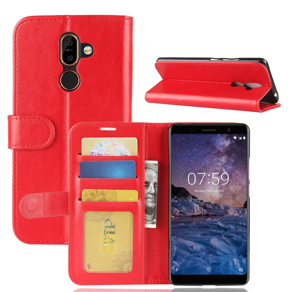 Для Nokia7 плюс Флип Бумажник кожаный чехол для Nokia 7 Plus задняя крышка Высокое