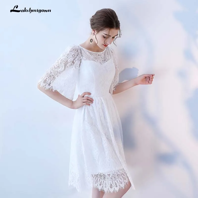 Короткие пляжные свадебное платье 2019 Vestido Noiva простой белый Дешевое