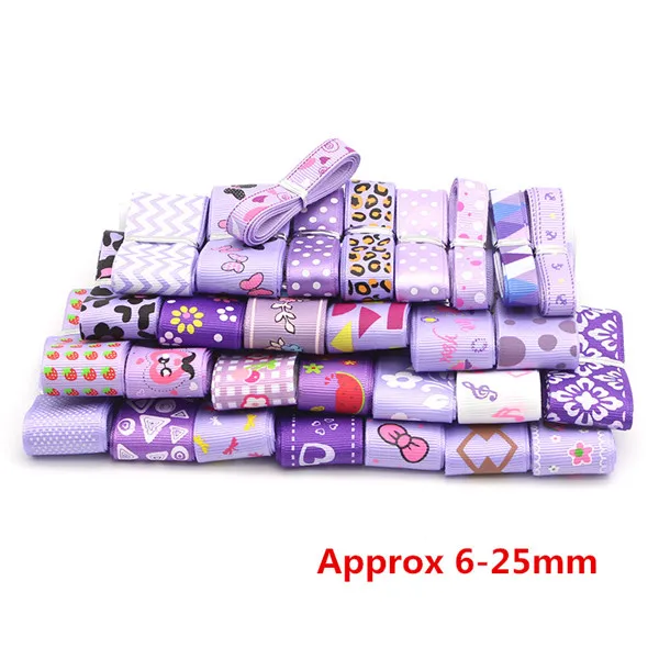 Range Mixed 4 Purple Случайные 12 лет/партия корсажные/атласные Мультяшные ленты DIY банты Швейные ленты Рождественские вечерние украшения смешанный стиль/размер YS0709 - Цвет: Range Mixed 4 Purple