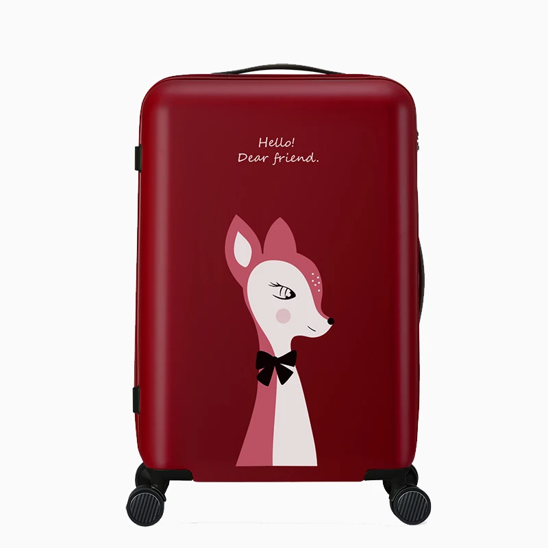 Deer Beauty AJI модный лакированный дизайн чемодан на колёсиках для путешествий, багаж, Спиннер, колеса, немой замок TSA, PC Carry-Ons 20 24 дюймов A7002 - Цвет: Deer Beauty