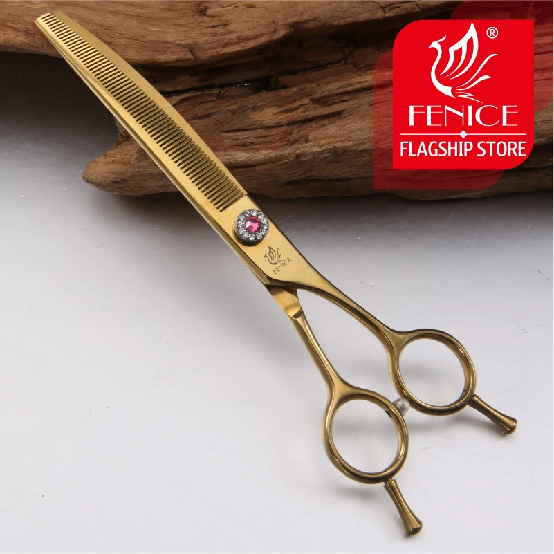 Fenice-Tijeras de peluquer&iacute;a para mascotas JP440c, instrumento profesional para el aseo canino, m&aacute;s finas y curvadas, p&eacute;rdida de pelo del 25%, 7 pulgadas, alta calidad-3