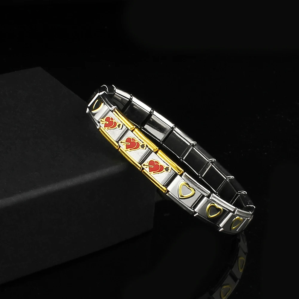 Браслет из нержавеющей стали браслеты для женщин пара Амур цветок золотой шарм в