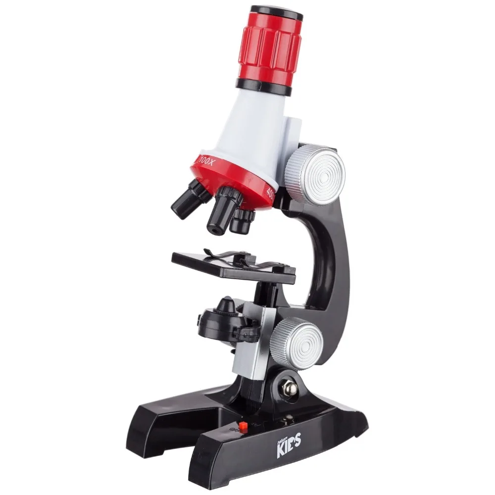 AmScope 100X 1200X светодиодный детский Начинающий микроскоп игрушка набор + Горки
