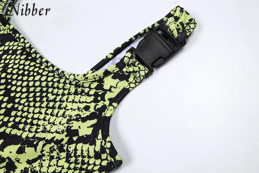 Nibber Лето змеиный принт полый стрейч комбинезон женский high street Active Wear2019 модный базовый повседневный уличный комбинезон mujer