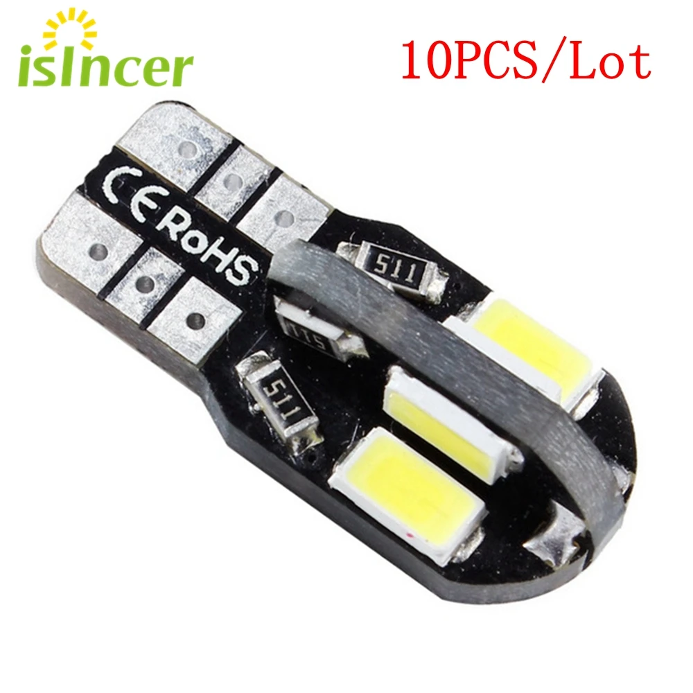 t10 w5w 10 шт. СИД салона Лампы CANBUS ОШИБОК T10 белый 5730 8SMD LED 12 В автомобилей клина стороны света белый авто лампы стайлинга автомобилей