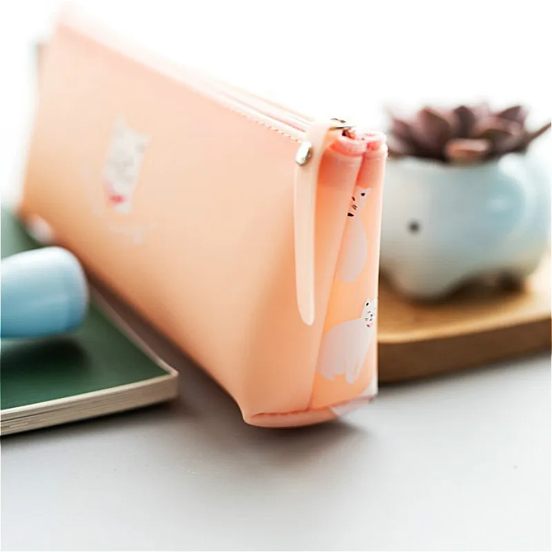 1 шт./Продавать желе кошка силиконовый карандаши чехол PencilsBags прочный большой