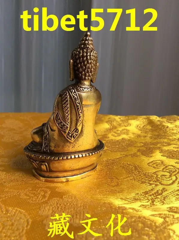 8 см высокая Китайская народная Храмовая бронзовая фигурка amitabha сидящий Будда на
